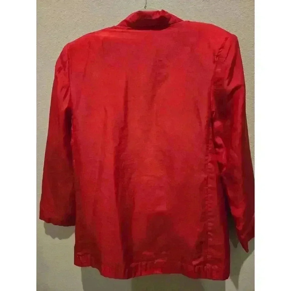 Carol Horn Workshop Women's Red Silk Blazer Size L Business Holiday - Picture 8 of 8